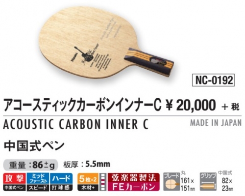 Penholder Blade - Acoustic Carbon Inner C