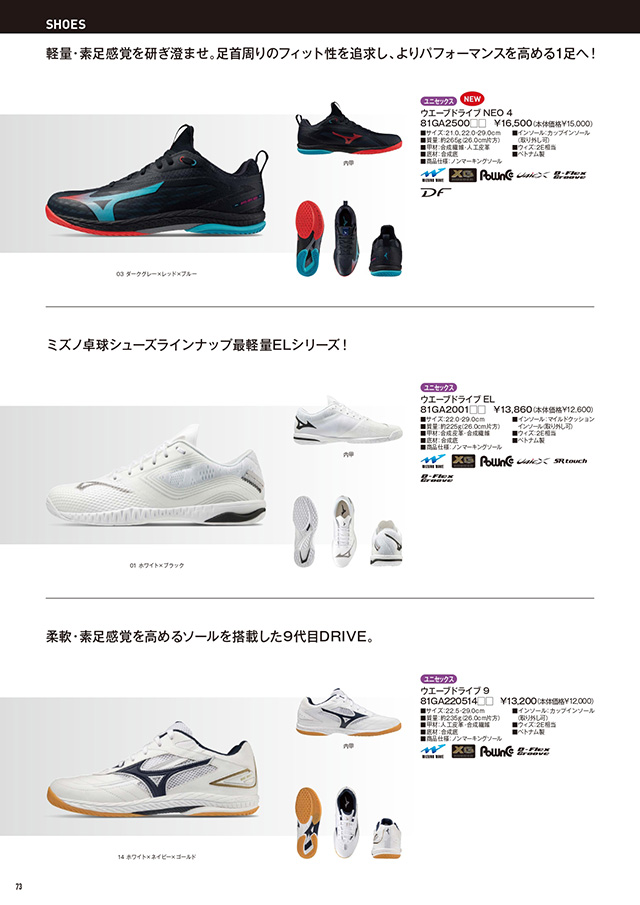 ミズノ 卓球 2025 カタログ P073