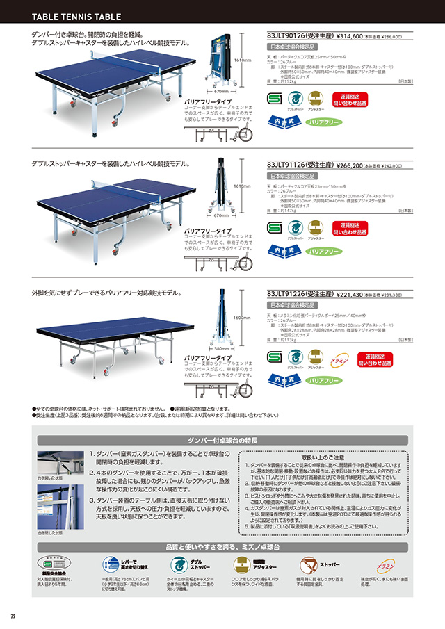 ミズノ 卓球 2025 カタログ P079