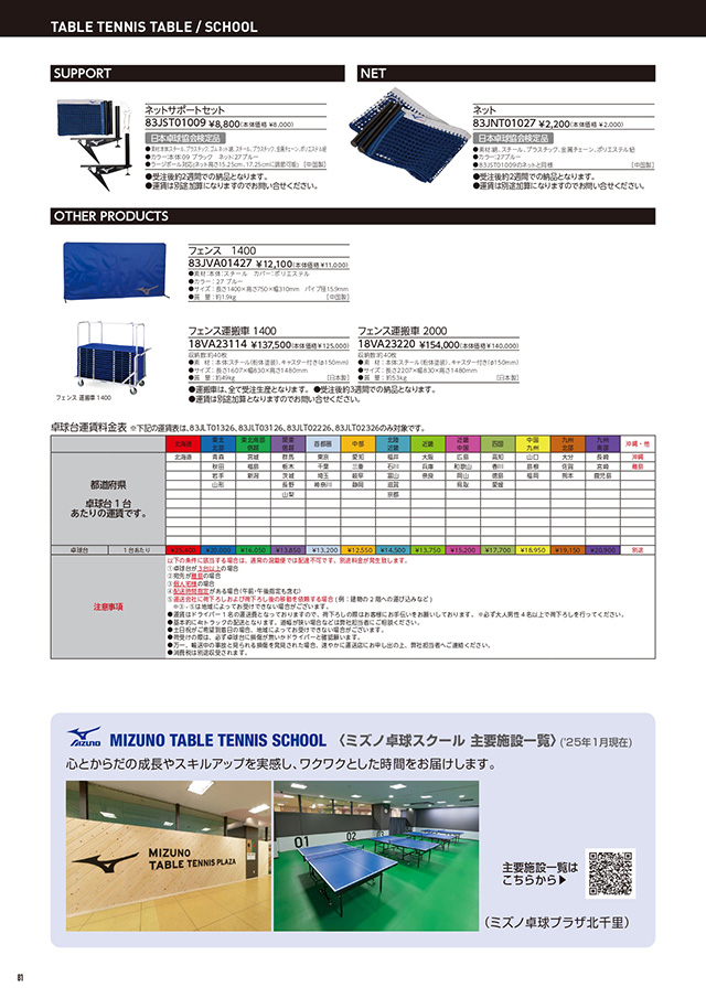 ミズノ 卓球 2025 カタログ P081