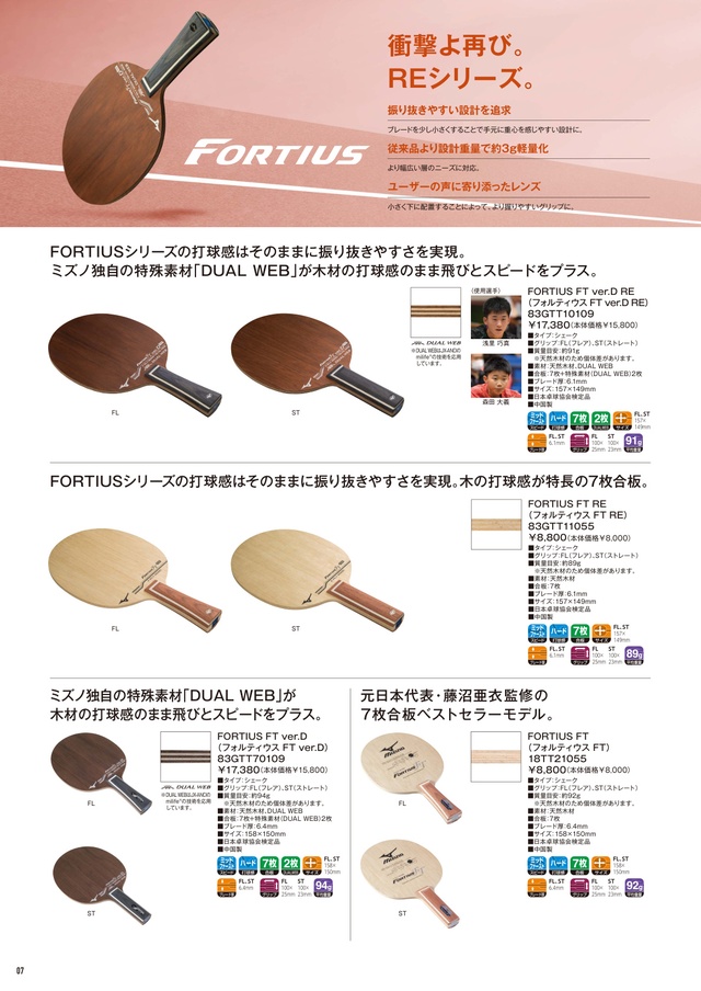 ミズノ 卓球 2026 カタログ P007