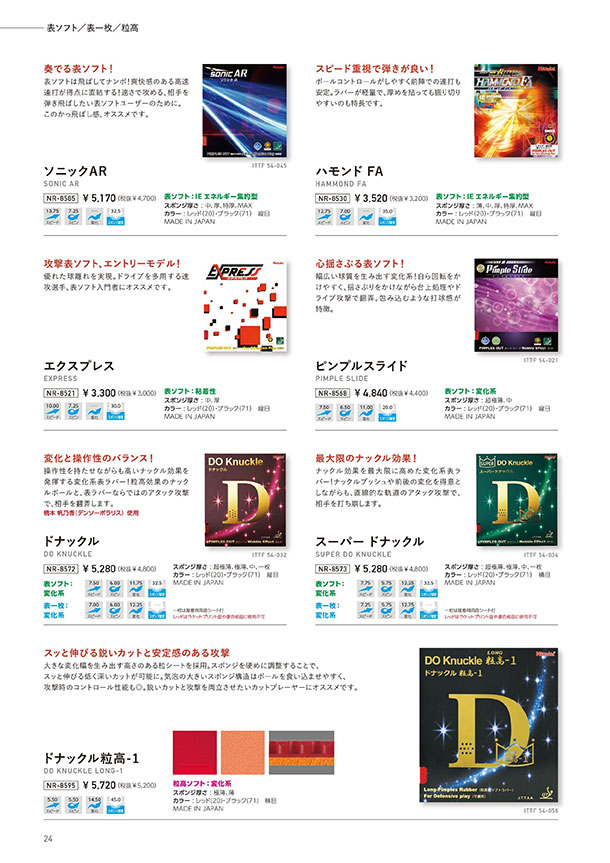 Nittaku 2026春夏 卓球カタログP024