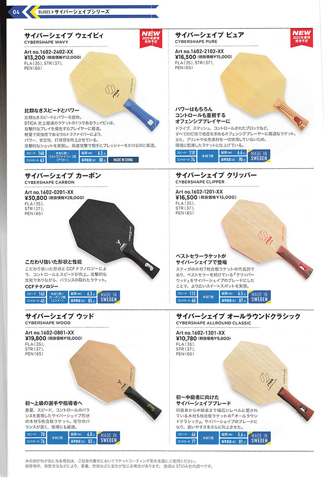 STIGA 2025 卓球 Catalog p004