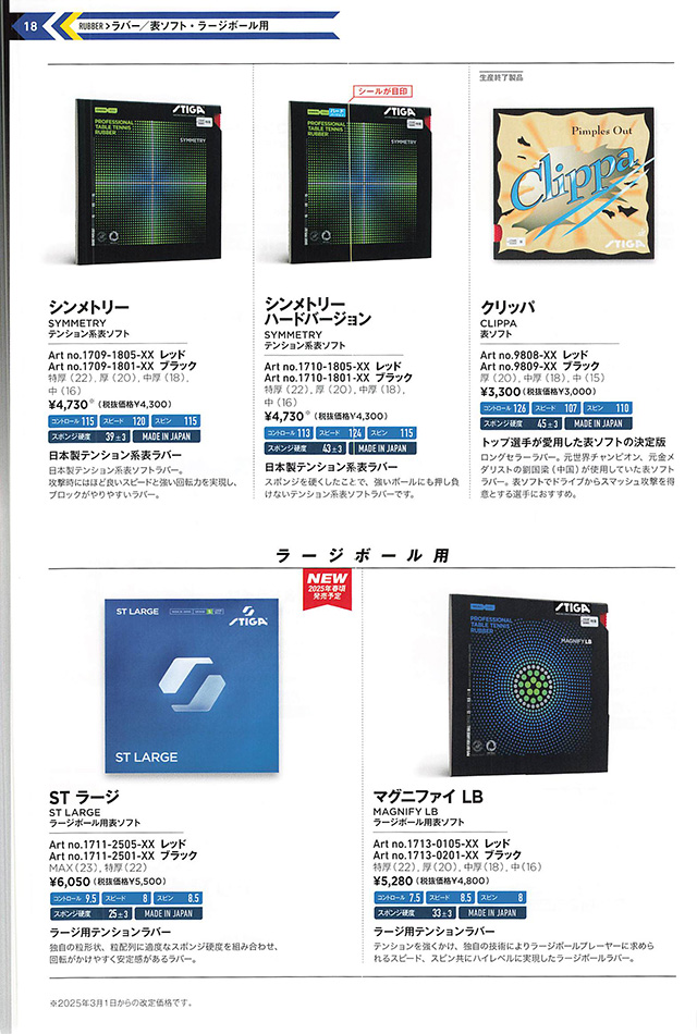 STIGA 2025 卓球 Catalog p018