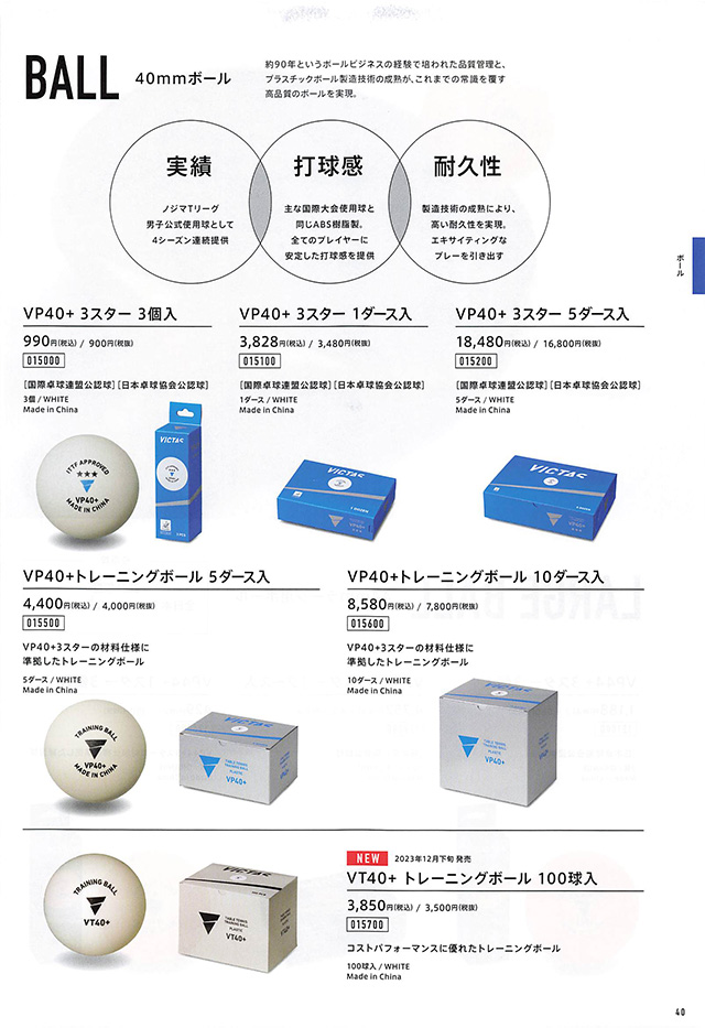 VICTAS 2024 卓球 Catalog P040