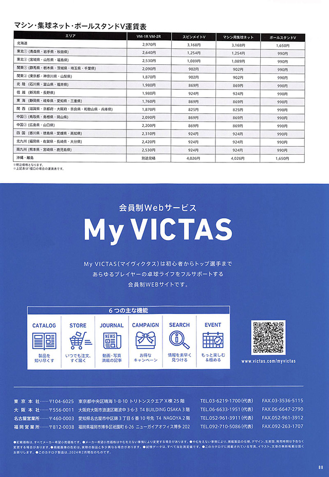 VICTAS 2024 卓球 Catalog P088