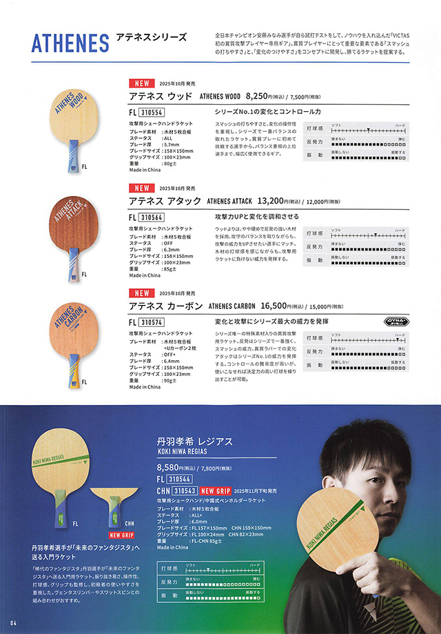 VICTAS 2025 卓球 Catalog P004