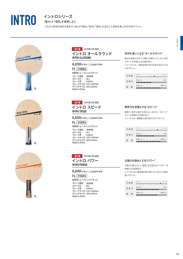 VICTAS 2026 table tennis catalog P016