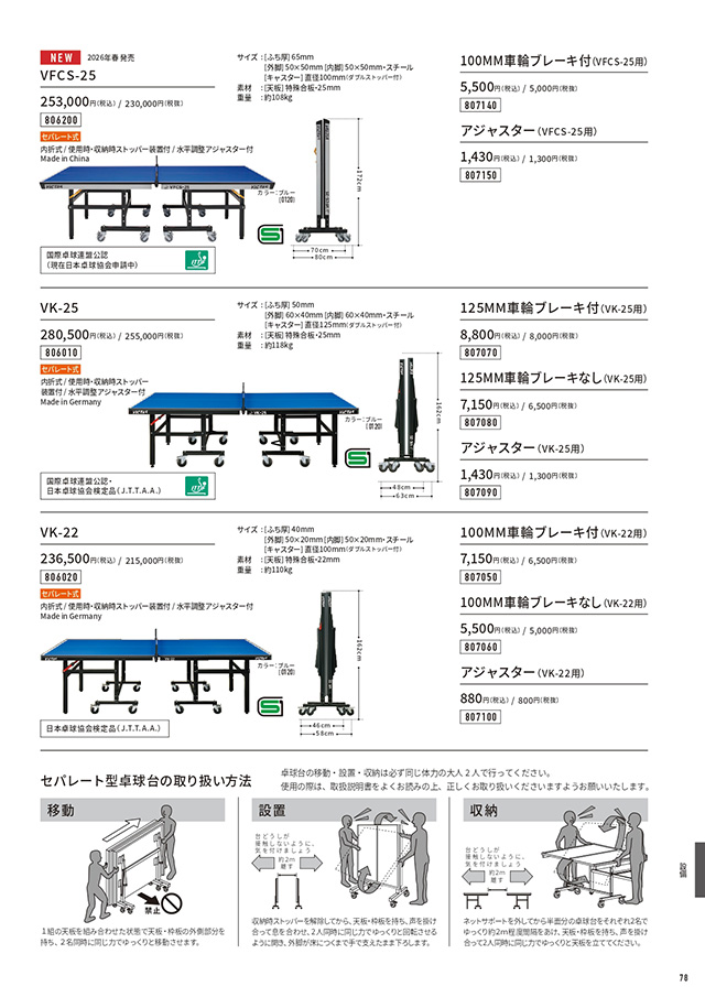VICTAS 2026 table tennis catalog P078