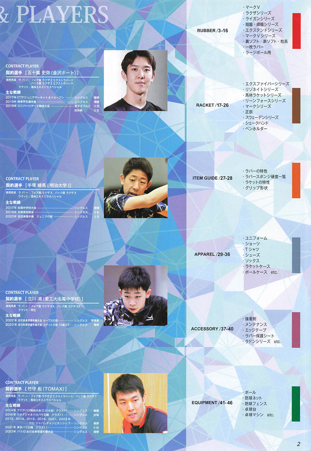 Yasaka 2024 Table Tennis Catalog P002