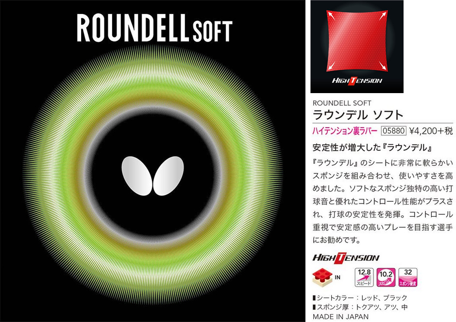 Butterfly > ラバー | ラウンデル・ソフト --卓球専門オンラインショップ タッキュージャパン