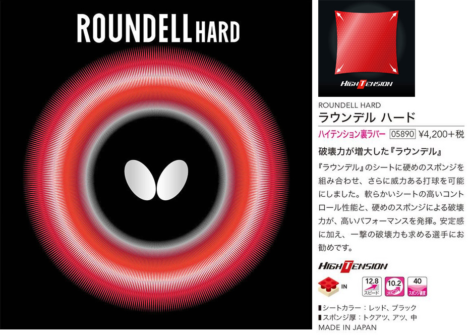 Butterfly > ラバー | ラウンデル・ハード --卓球専門オンラインショップ タッキュージャパン