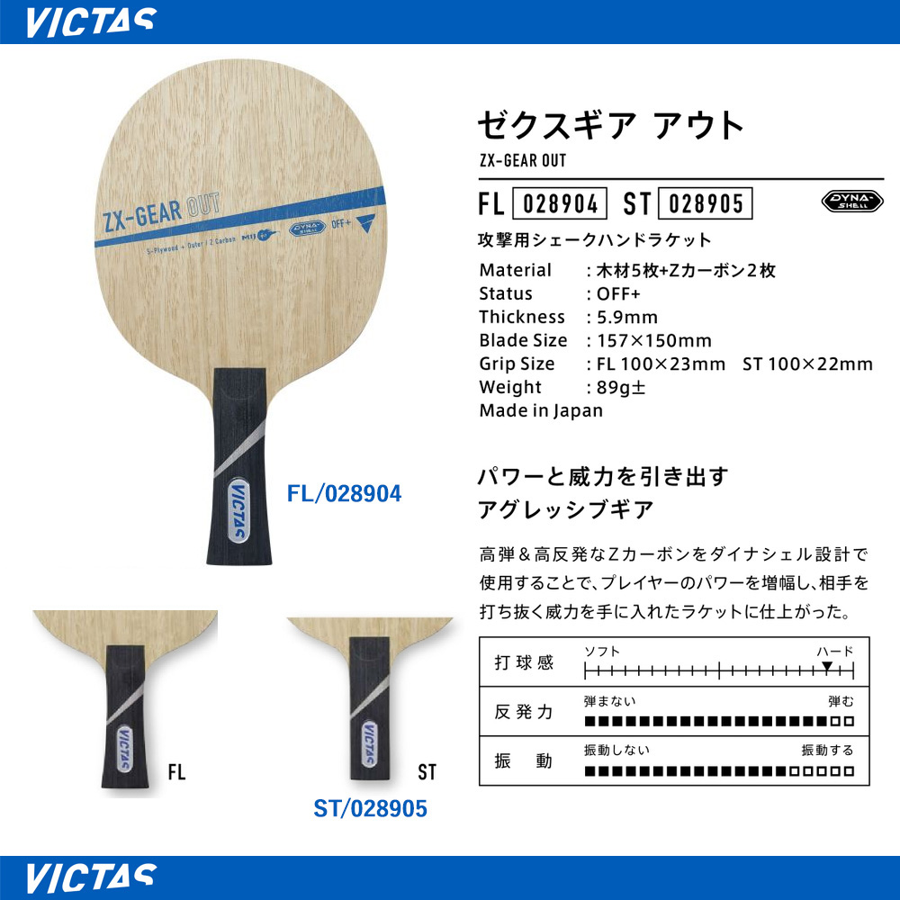卓球ラケット VICTAS ZX-GEAR IN ゼクスギアイン FL 使用少スポーツ 
